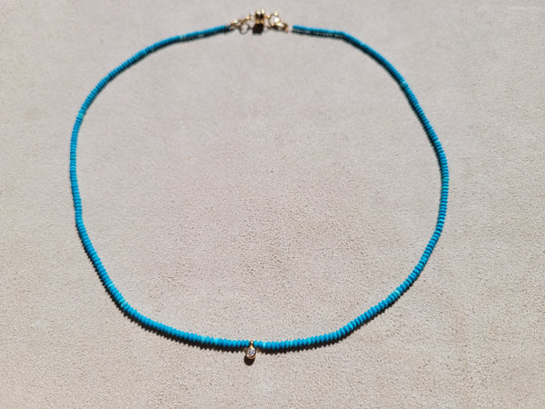 Matt turquoise solitaire necklace