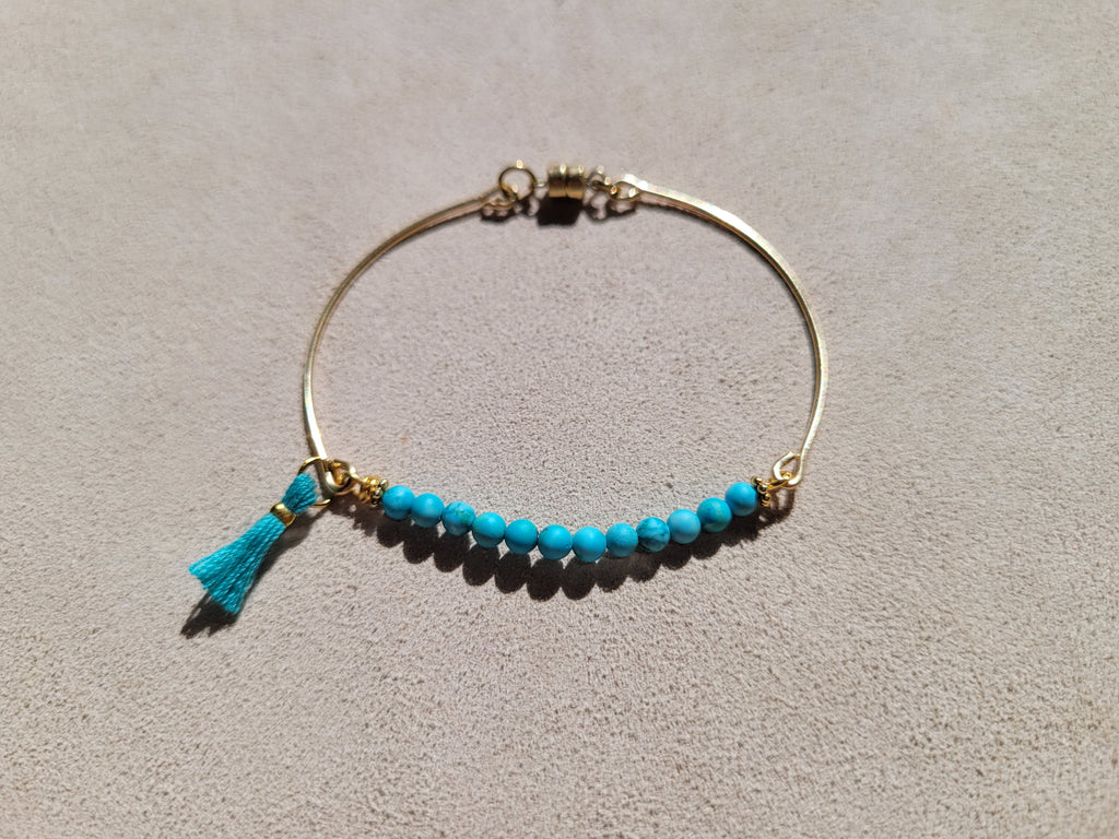 Turquoises bangles pompons