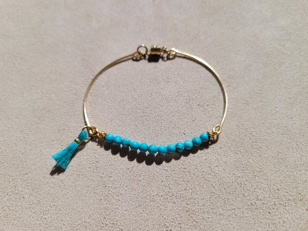 Turquoises bangles pompons