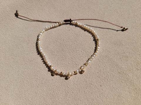 Solitaire trio pearl bracelet