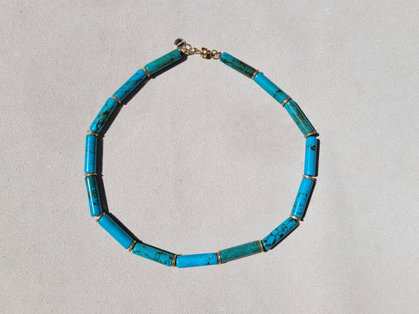 Turquoise large tubes necklace