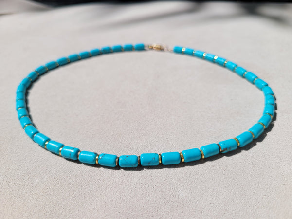 Turquoise short tubes necklace