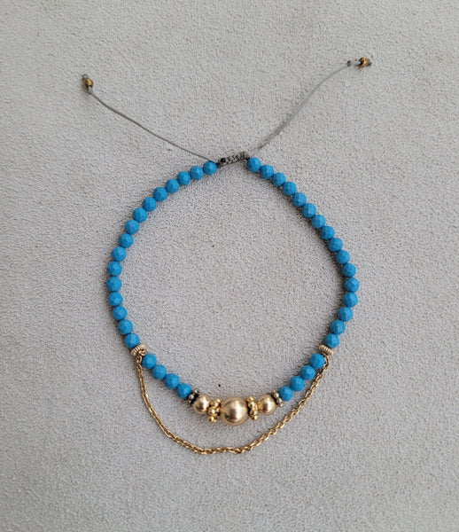 Flower turquoise macrame